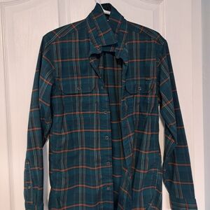 Eddie Bauer Blue and Orange Plaid Shirt